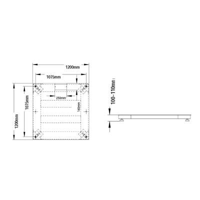 Plattform våg kapacitet 3000 kg / gradering 500g med LCD display och plattform 1200x1200 mm